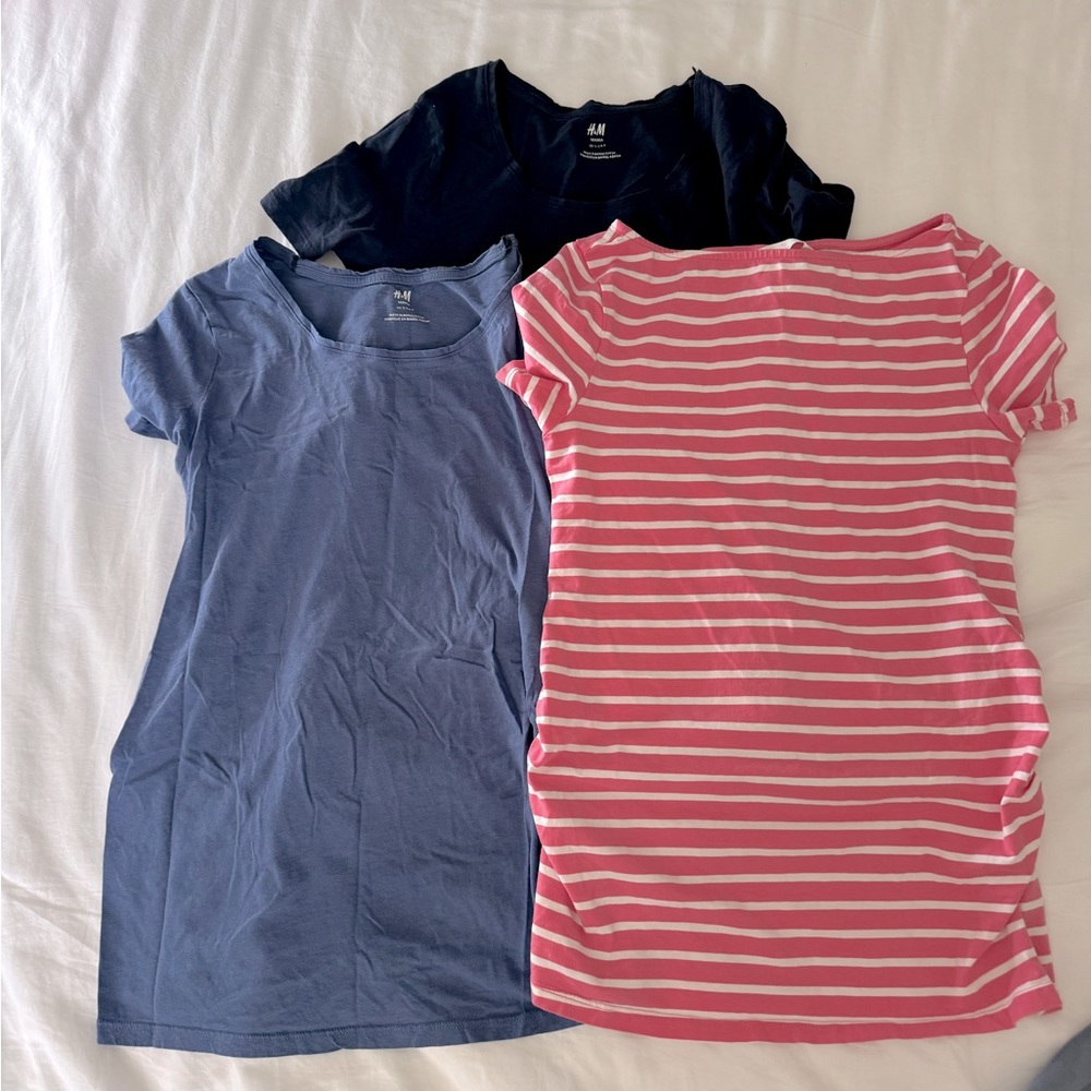 Bundle of 3 H&M Mama maternity t shirts - 2 lightweight jersey and 1 boatneck